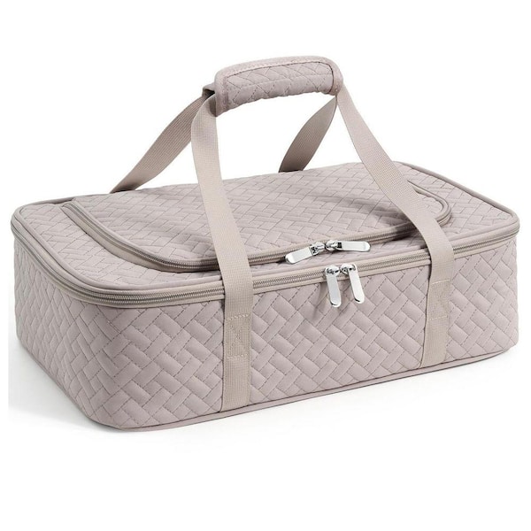 Grey Insulated Casserole Carrier for Hot or Cold Food, Portable Lasagna Holder Fits 9 x 13 Baking Dish