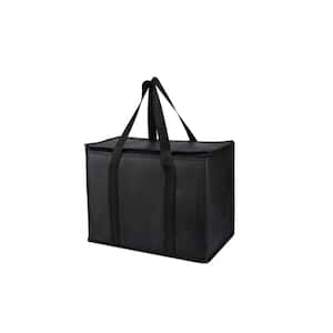 17 .58 qt. XL-Large Insulated Grocery Bag Reusable Waterproof Leak-Proof Lunch Cooler for Picnic, Black (2-Pack)