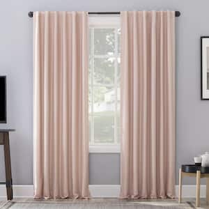 Evelina Fau x Dupioni Silk Thermal 50 in. W x 63 in. L 100% Blackout Back Tab Curtain Panel in Blush Pink (Single Panel)