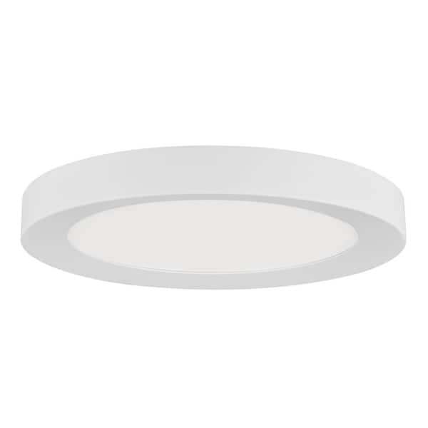 Home Decorators Collection Calloway 15 in. Matte White Integrated LED 5CCT Flush Mount