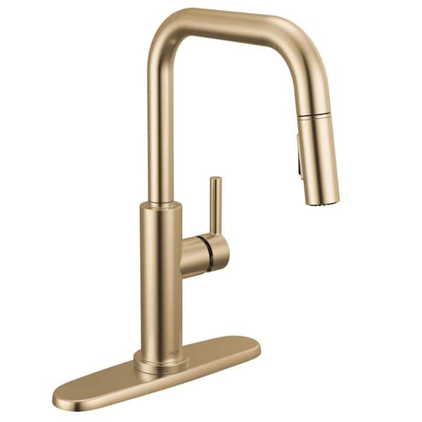 Nicoli Gold Champagne Bronze 15.75 in. H Pull Down Sprayer Kitchen Faucet with 360° Spout Swivel