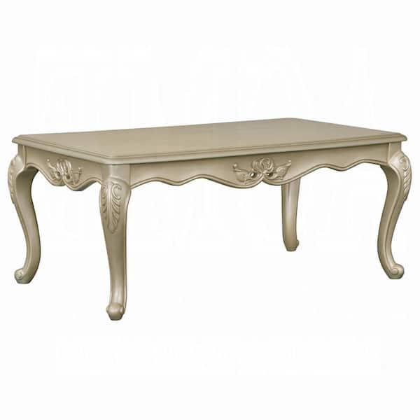 Benjara Bertha 48 in. Champagne Rectangle Resin Coffee Table with Four Leg