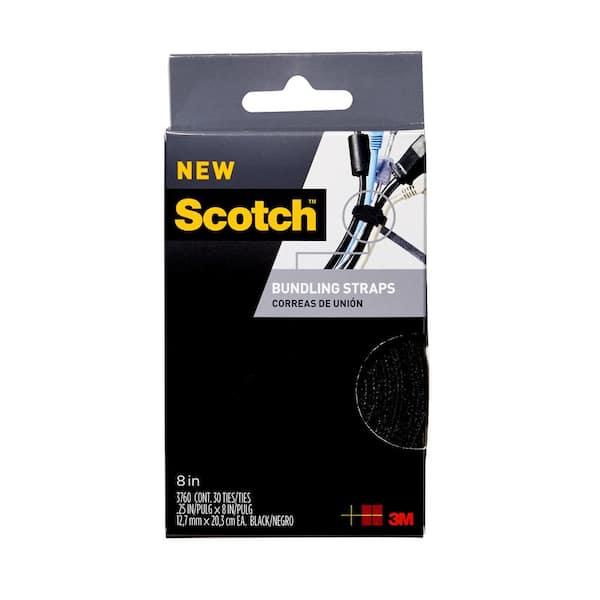 Scotch 1/4 in. x 8 in. Black Bundling Straps (30-Pack)