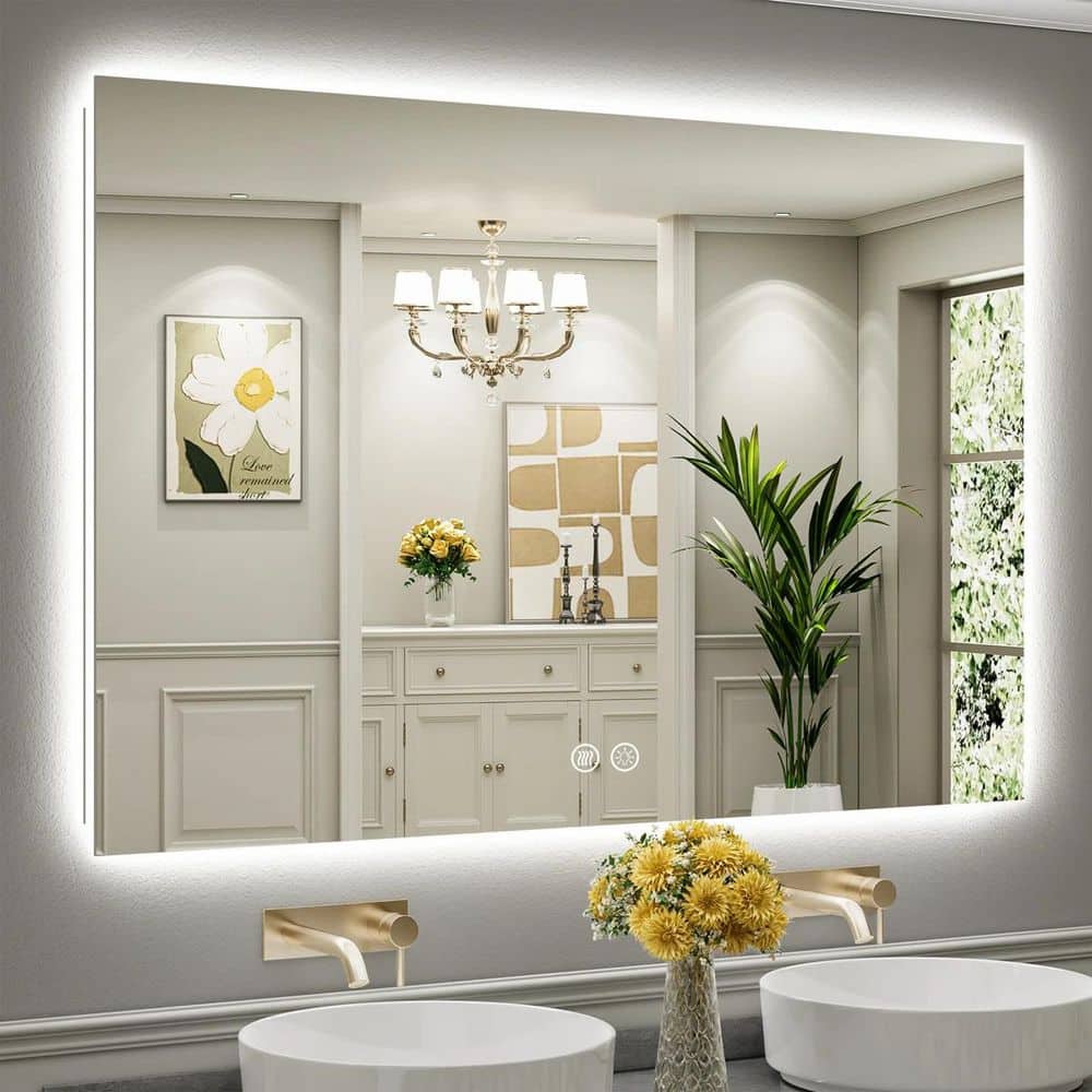 50 in. W x 32 in. H Rectangular Frameless Super Bright Backlited LED Anti-Fog Tempered Glass Wall Bathroom Vanity Mirror price history on PriceWatchPro