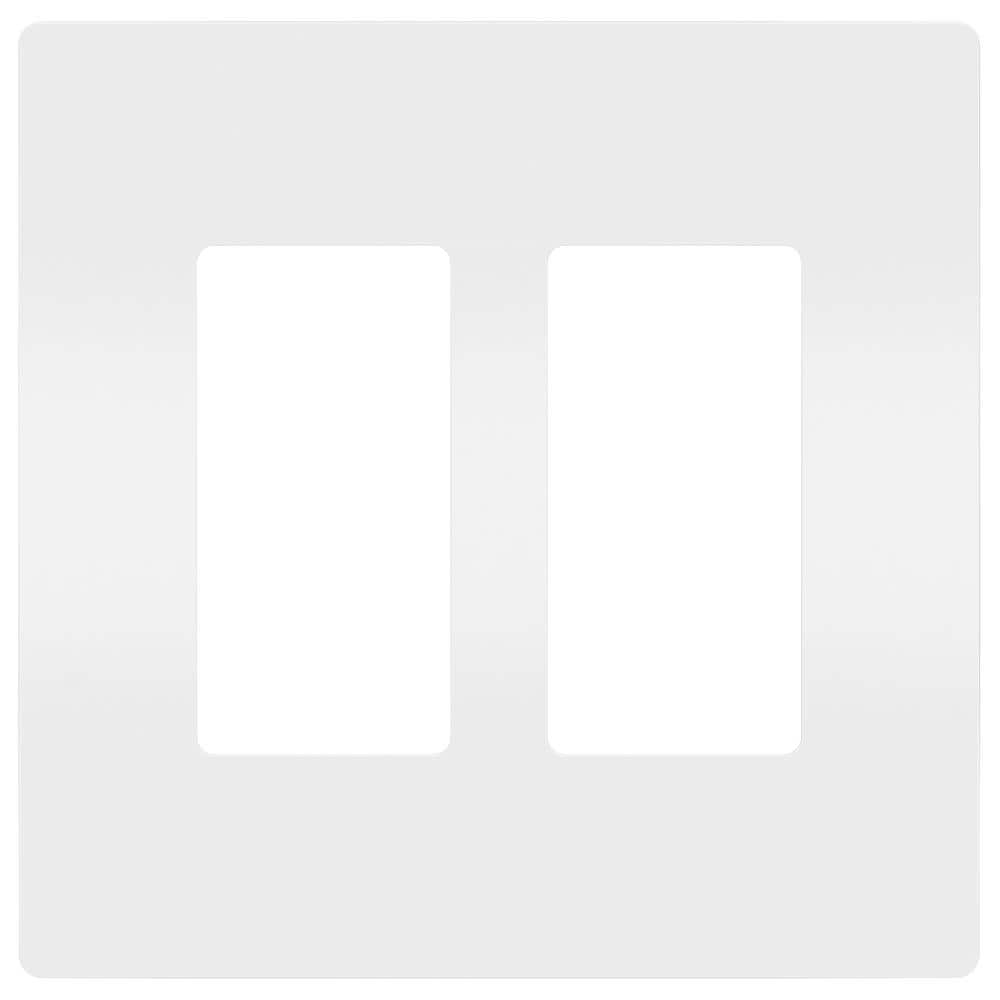 White Polycarbonate 2-Gang Screwless Wall Plate