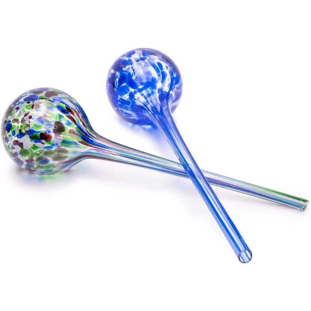 Large Assorted Hand Blown Glass Aqua Globe Set