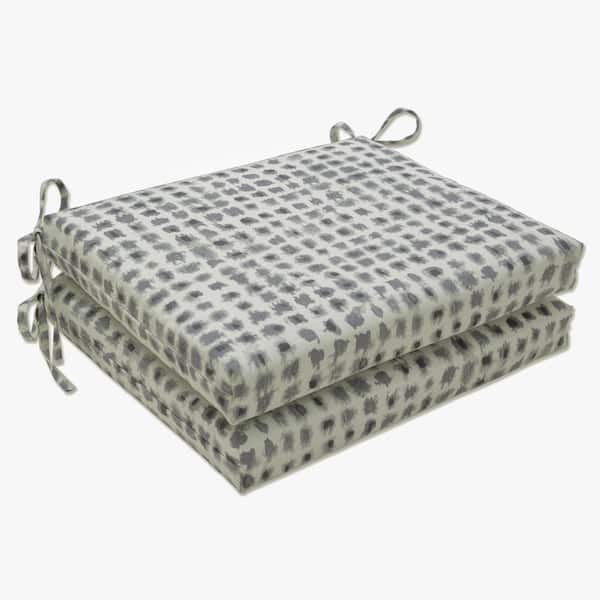 Pillow Perfect 18.5 x 16 Outdoor Dining Chair Cushion in Grey/Ivory (Set of 2)