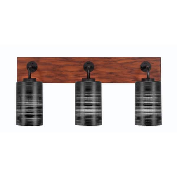 Unbranded Kirby 26 in. 3-Light Matte Black and Painted Wood-look Metal Vanity Light