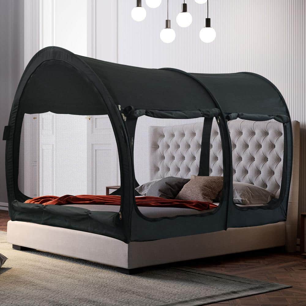 Twin Size Dark Gray Pop-Up Bed Tent Canopy