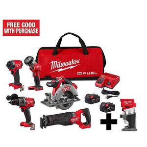 M18 FUEL 18-Volt Lithium-Ion Brushless Cordless Combo Kit (5-Tool) with M18 FUEL Compact Router