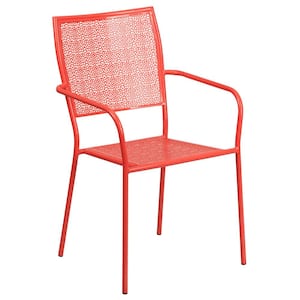 Metal Outdoor Dining Chair in Coral