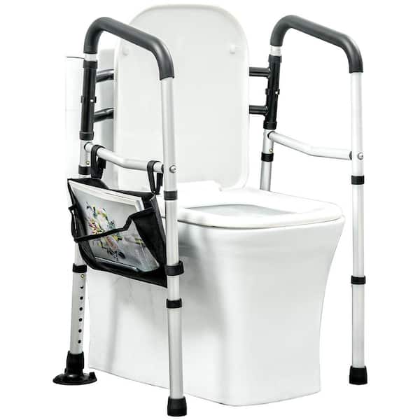 HOMCOM 2 in 1 Stand Alone Toilet Safety Rails, 300lb Stand-Assist Walker with Adjustable Height Width