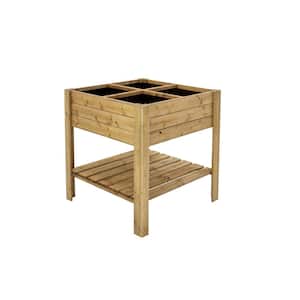 31.5 in. W x 31.5 in. L x 9.5 in. D Square Raised Bed with Shelf, 42 Gal.