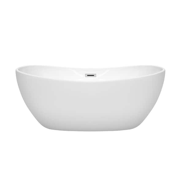 Rebecca 60 in. Acrylic Flatbottom Non-Whirlpool Bathtub in White with Polished Chrome Trim Rebecca 60 in. Acrylic Flatbottom Non-Whirlpool Bathtub in White with Polished Chrome Trim