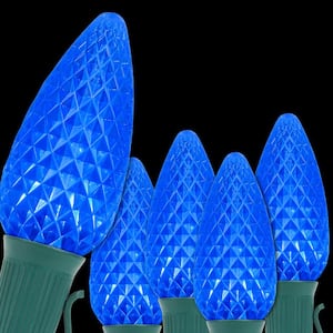 OptiCore 24 ft. 25-Light Blue LED Faceted C9 String Light Set