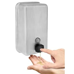 40 oz. Vertical Manual Surface-Mounted Stainless Steel Liquid Soap Dispenser