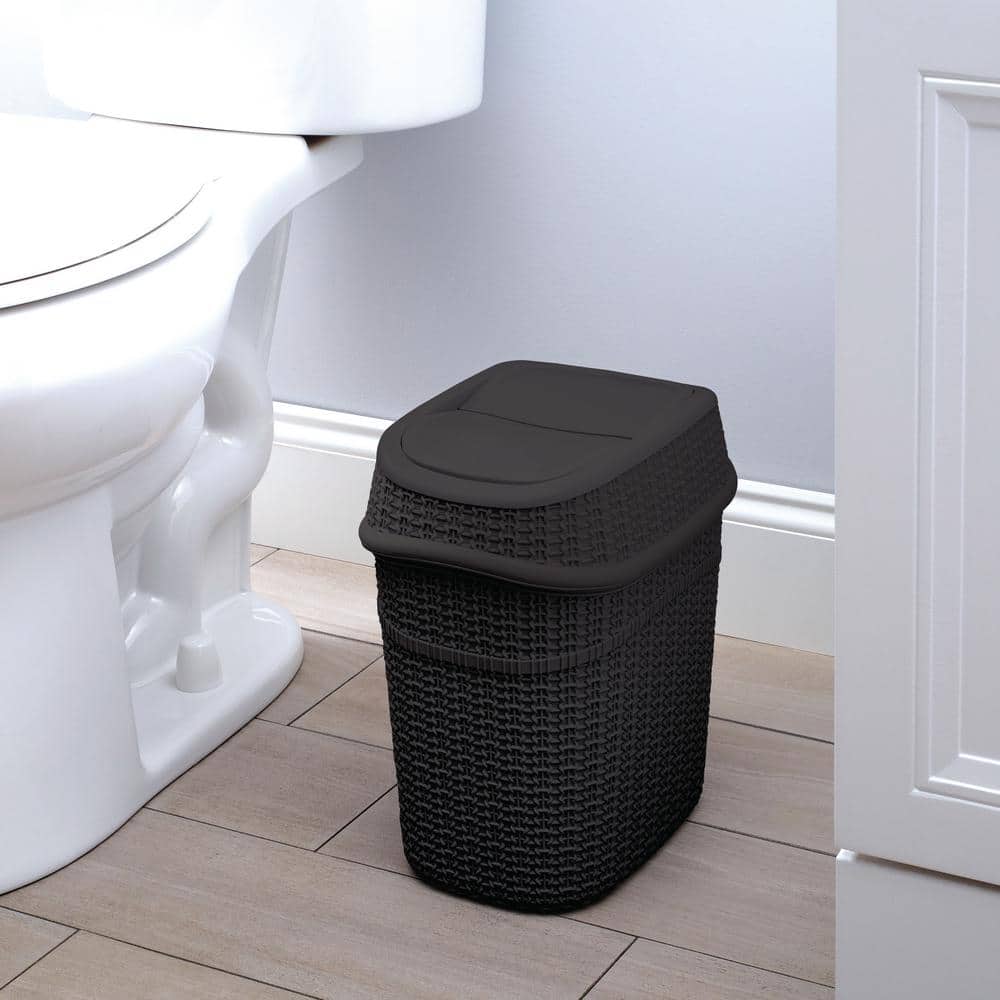 Matte Black Plastic Sailor Knot Swing Top Trash Bin