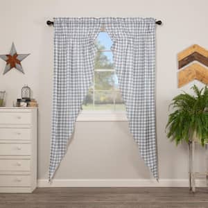 Sawyer Mill Plaid 36 in. W x 84 in. L Light Filtering Prairie Window Curtain Panel in Blue White