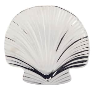 Silver Coast 16 in. Silver Porcelain Novelty 3-D Shell Platter