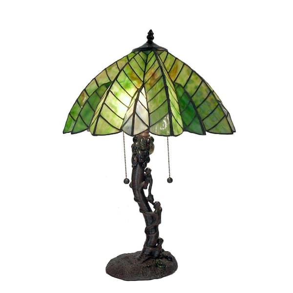 Warehouse of Tiffany 17 in. Bronze Tiffany Style Tree Table Lamp