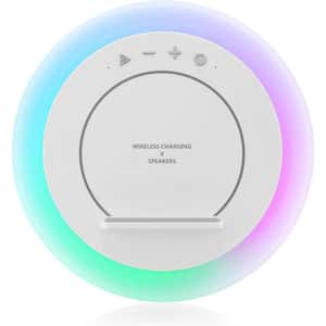 4 in. 1 Lamp - Color Changing Qi Wireless Charger Lamp with BT Speaker LED RGB Night Light, Phone Charging Station