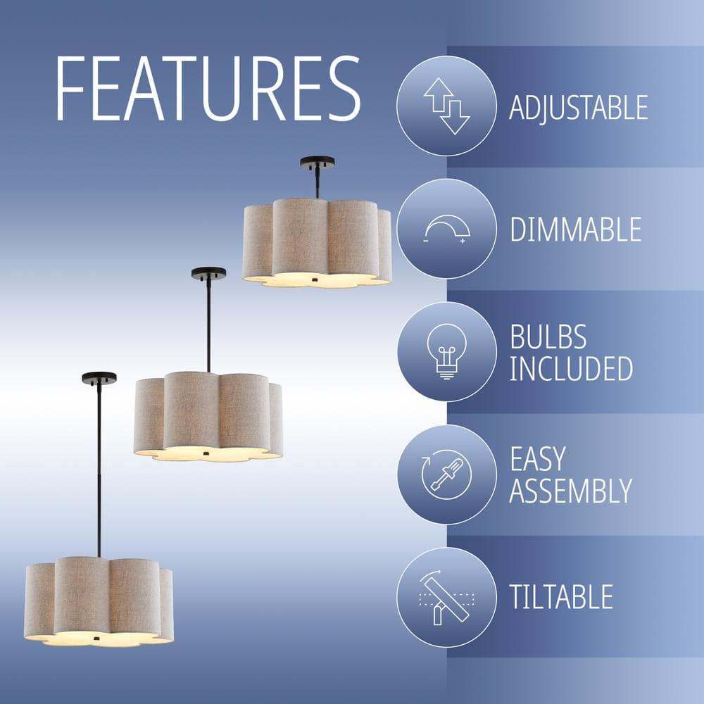 Heather 20" Oil-Rubbed Bronze Adjustable LED Drum Pendant