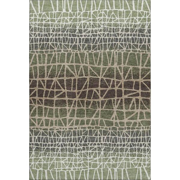 Mayfield Premium Machine Washable Abstract AMF2404 Fern 10 ft. x 14 ft. Area Rug