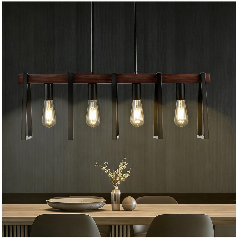 60-Watt 4 Light Black Kitchen Adjustable Island Pendant Lights for Dining Room, No Bulbs Included price history on PriceWatchPro