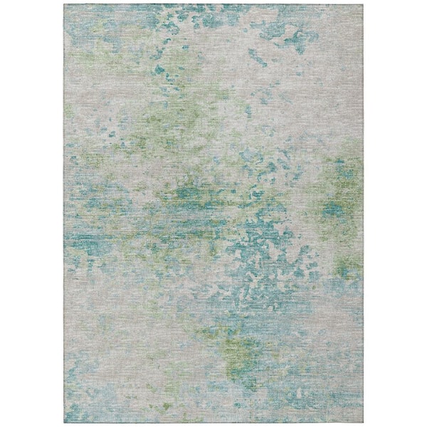Accord Green 5 ft. x 7 ft. 6 in. Abstract Indoor/Outdoor Washable Area Rug