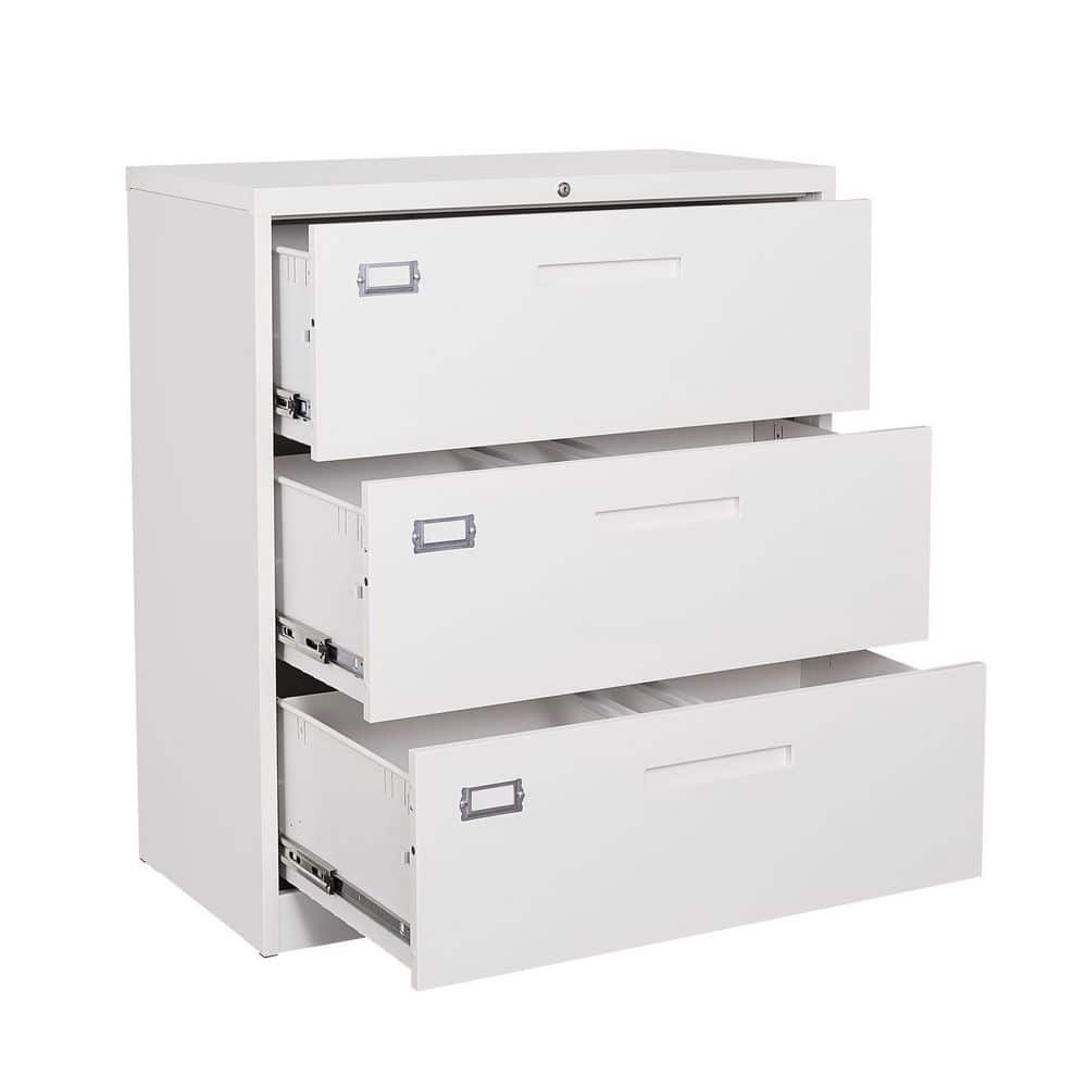 Mlezan 3 Drawer Lateral Cabinet White Metal Cabinets Storage Legal Letter Filing In 15 7 D X 35 4 W 40 5 H Dbks2022128w The