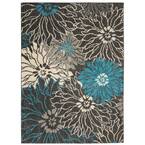 Passion Charcoal/Blue 4 ft. x 6 ft. Floral Modern Area Rug