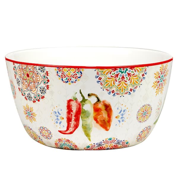 Certified International Sweet and Spicy 9 in. 104 fl.oz Assorted Colors Earthenware Serving Bowl