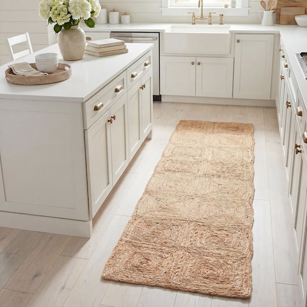 Natural Fiber 2 ft. x 5 ft. Natural Diamond Woven Runner Rug