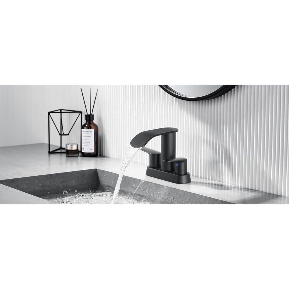 Matte Black Stainless Steel Double Handle Waterfall Faucet
