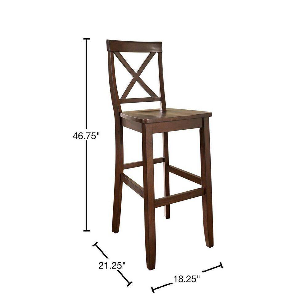 Set of 2 30-inch Mahogany X-Back Bar Stools
