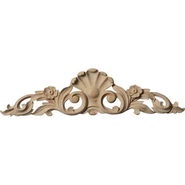 Ekena Millwork 5/8 in. x 12-1/4 in. x 3-1/4 in. Unfinished Wood Alder Small Farmingdale Center with Scrolls