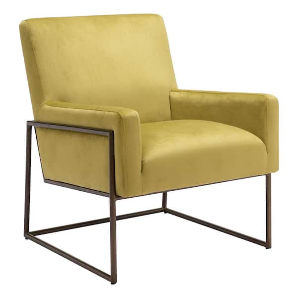 ZUO New York Olive Green Velvet Accent Chair