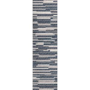 Yuma Grey 2 ft. 3 in. x 7 ft. 6 in. Geometric Indoor/Outdoor Washable Area Rug
