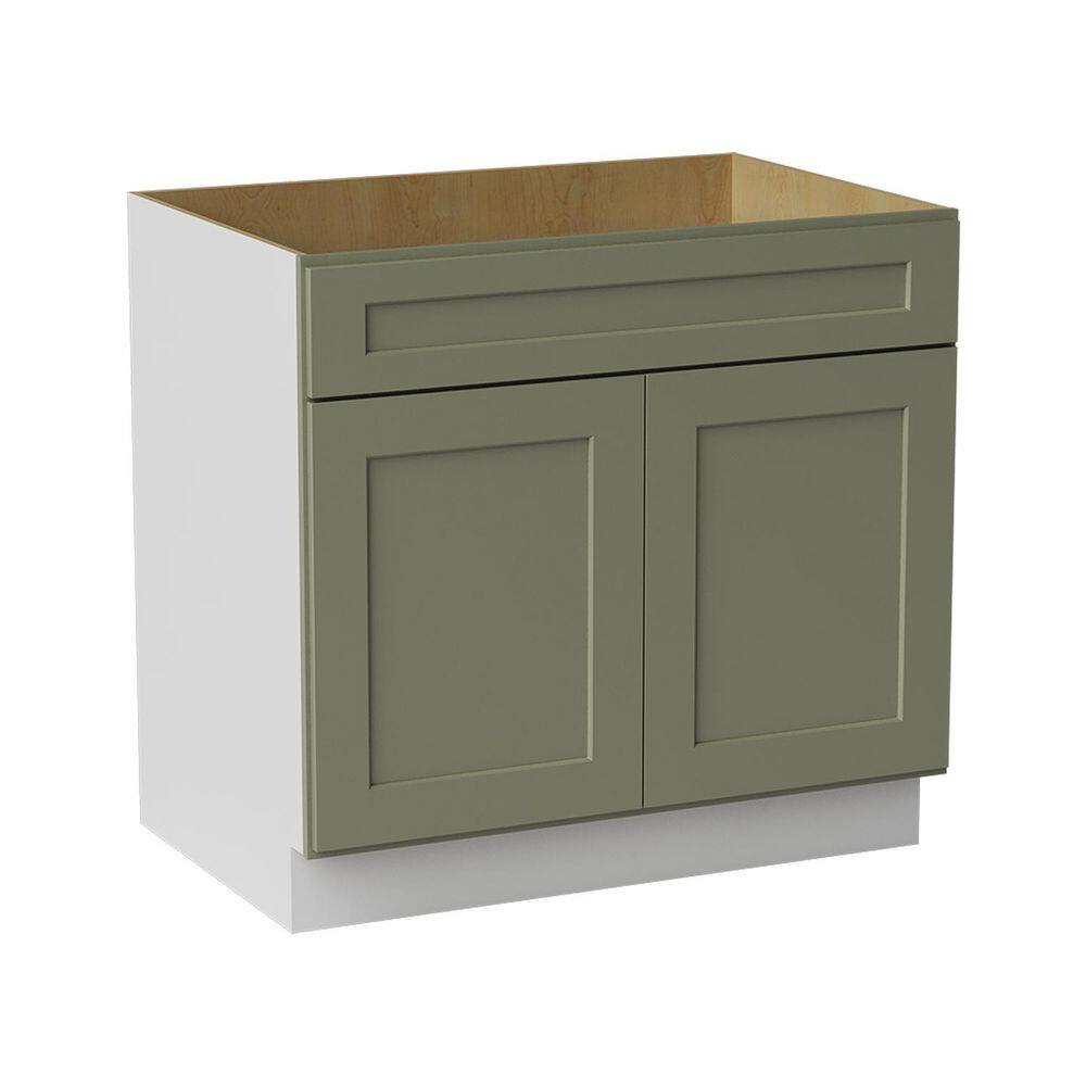 36 in. W x 24 in. D x 34.5 in. H Ready to Assemble Solid Wood Shaker Sink Base Kitchen Cabinet in Sage Green price history on PriceWatchPro