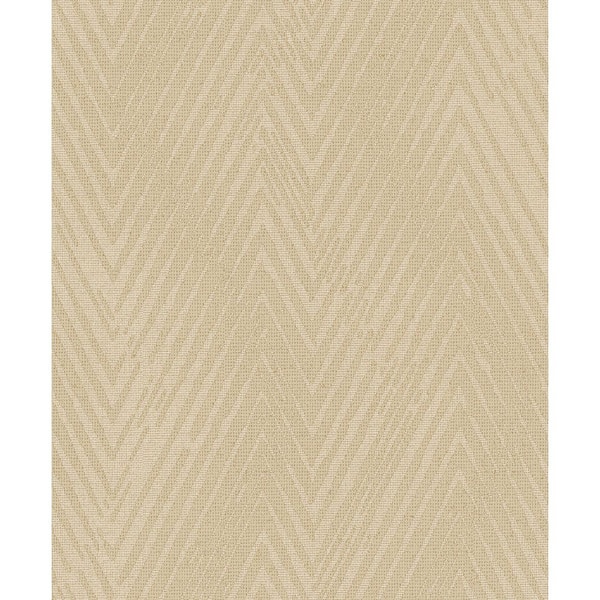 Utopia Collection Gold Herringbone Weave Matte Finish Vinyl on Non-Woven Non-Pasted Wallpaper Sample