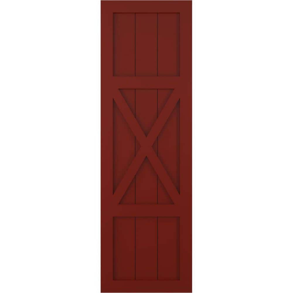 12 in. x 53 in. Center Farmhouse Fixed Mount Board and Batten Shutters Pair in Pepper Red price history on PriceWatchPro