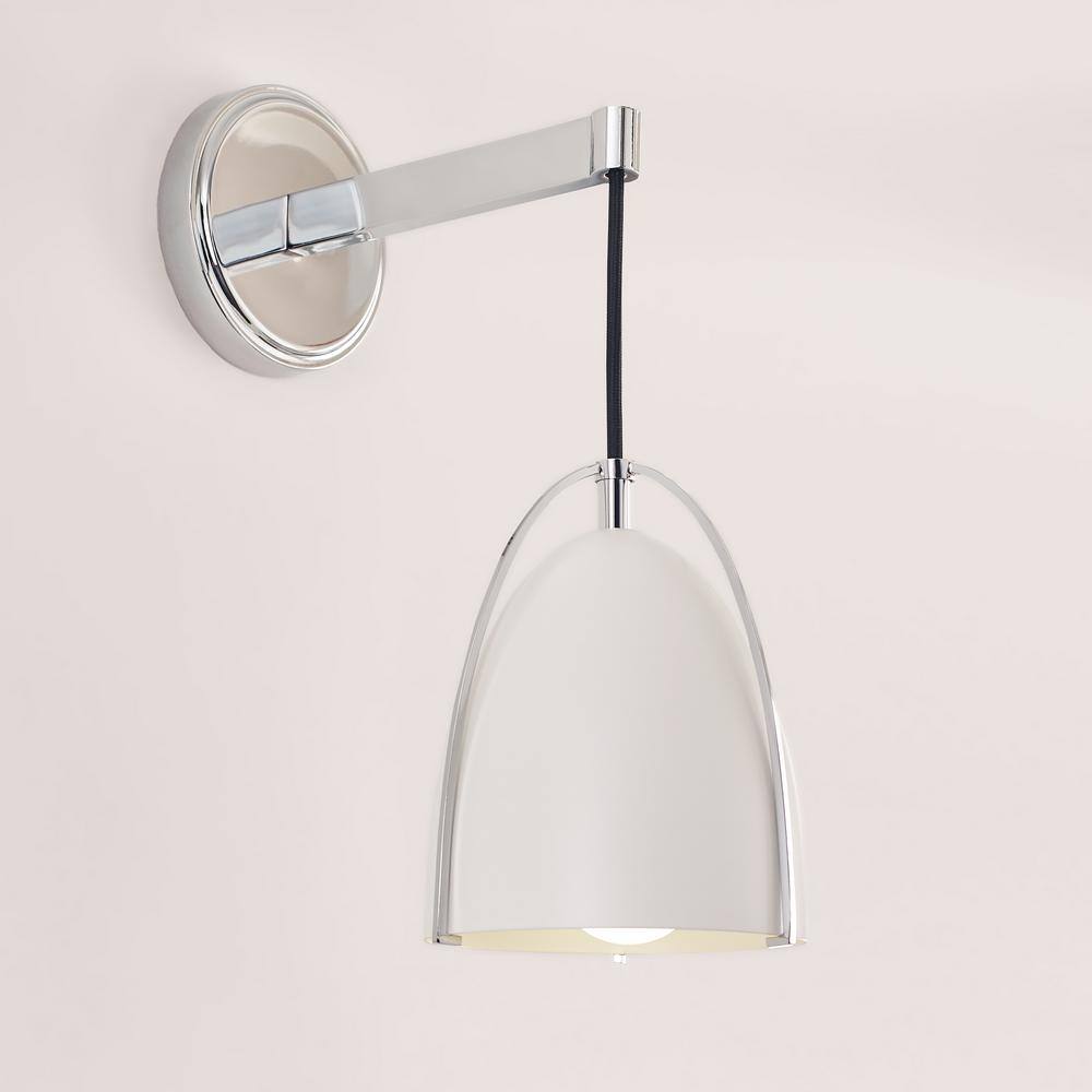 Chrome and Matte White Steel Single Bath Sconce