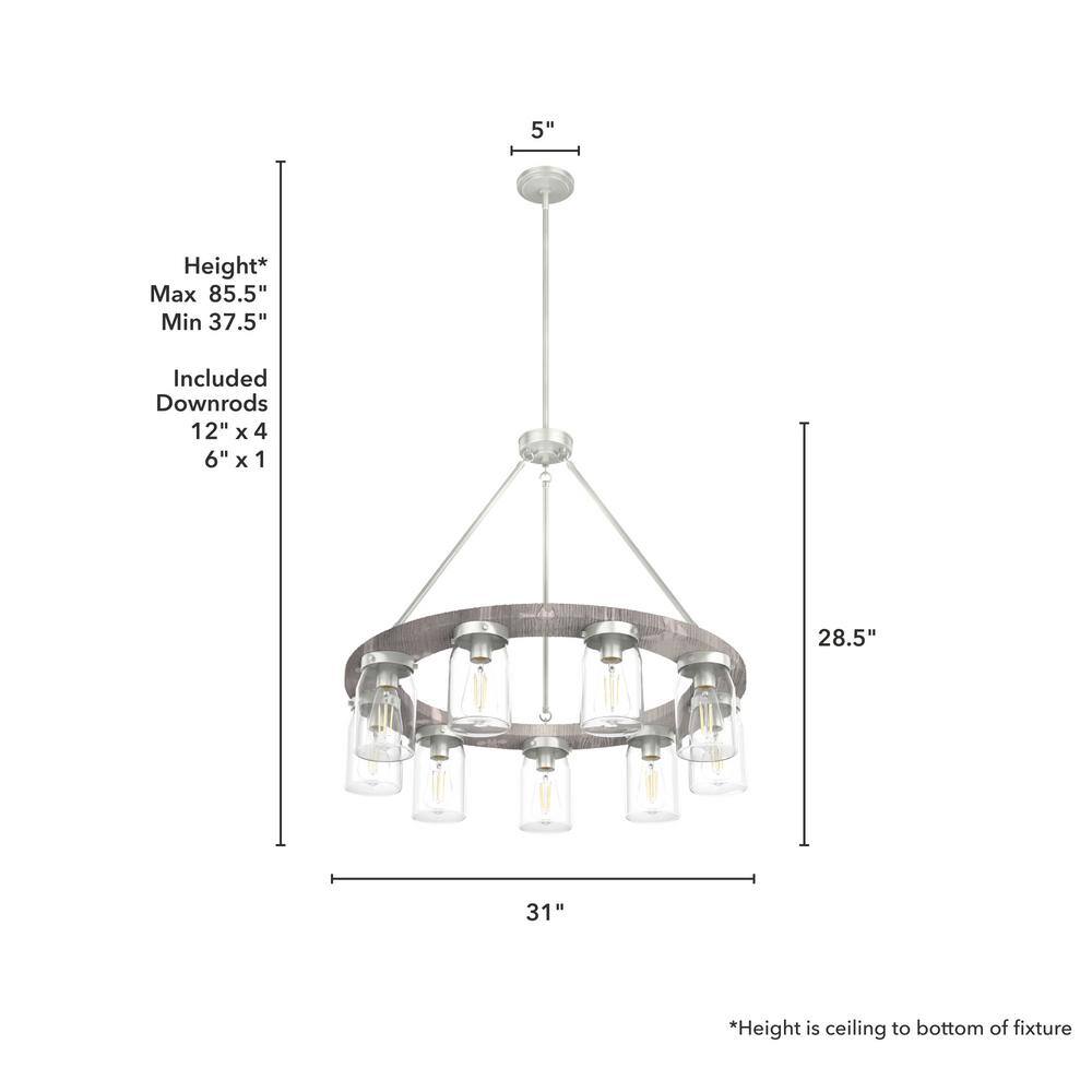 Devon Park Brushed Nickel 9-Light Rustic Wagon Wheel Chandelier