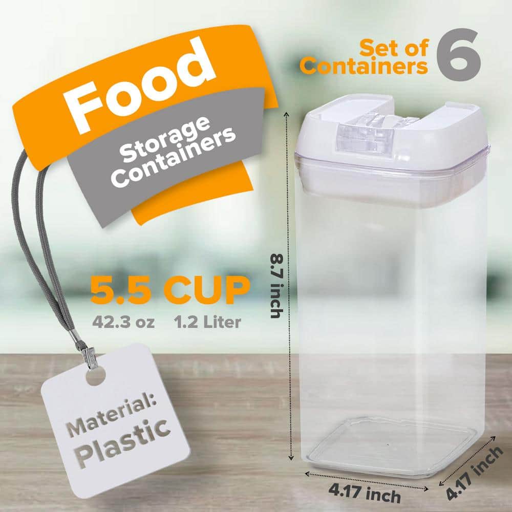 Cheer Collection 6-Piece White BPA-Free Food Storage Set