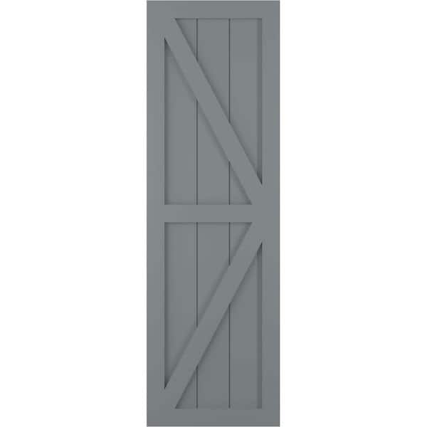 Ekena Millwork 12 in. x 79 in. True Fit PVC Two Equal Panel Farmhouse Fixed Mount Board and Batten Shutters with Z-Bar, Ocean Swell
