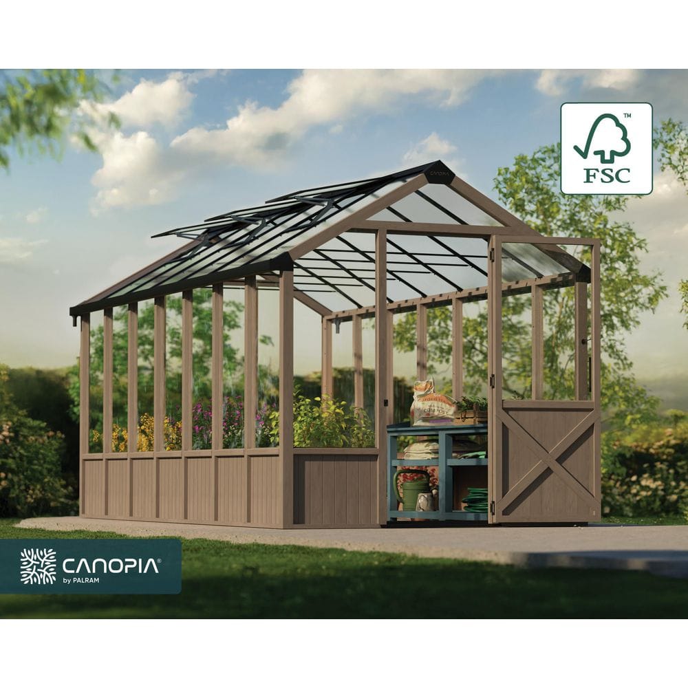 CANOPIA by PALRAM Natura 8 ft. x 17 ft. Cedar Wood/Clear