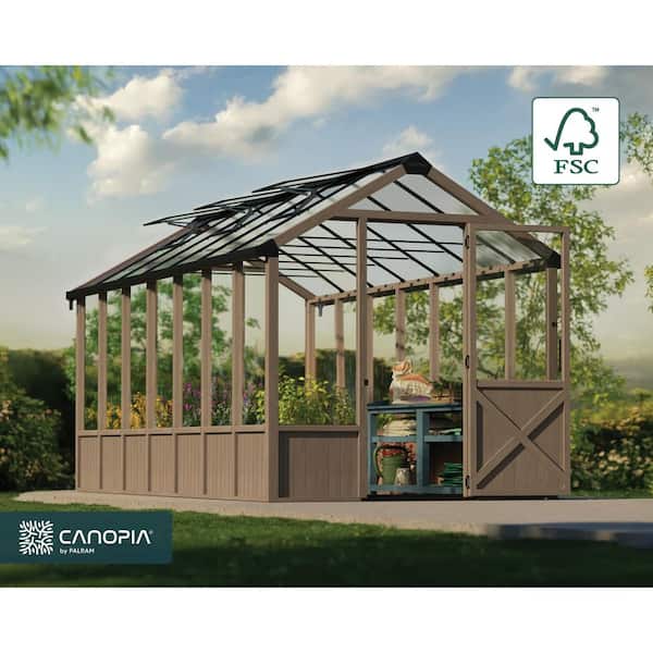 CANOPIA by PALRAM Natura 8 ft. x 17 ft. Cedar Wood/Clear