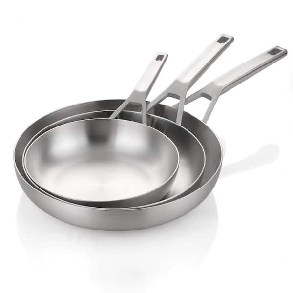 2.7 qt. Tri-Ply Stainless Steel Nonstick Saute Pan Set with Lid, All Cooktops, Oven Safe Up to 600°F, 3-Piece Set
