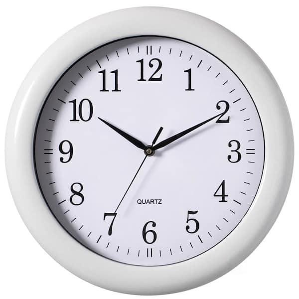 CLOCKWISE White Round Decorative Classic Wall Clock For Living Room,  Kitchen, Dining Room, Plastic QI004510.WT - The Home Depot