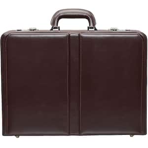 Business Burgundy Leather Expandable Briefcase